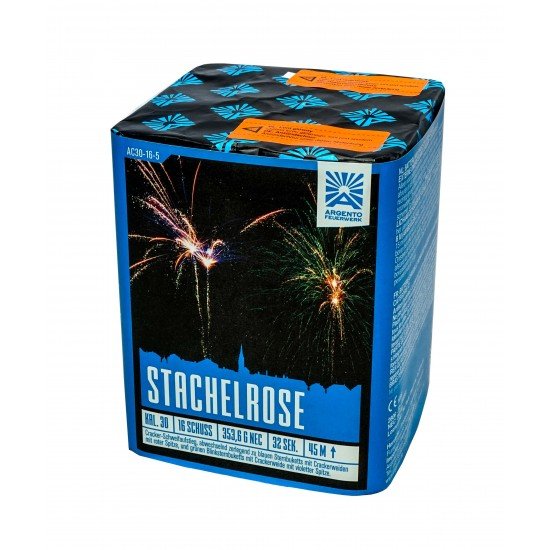 Stachelrose - 16 Schuss Crackling Feuerwerk mit bunten Crackling Weiden