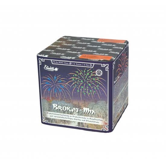 Brokat-Mix 36 Schuss Batterie mit vielen Farben blinkern und Gold von Funke Feuerwerk