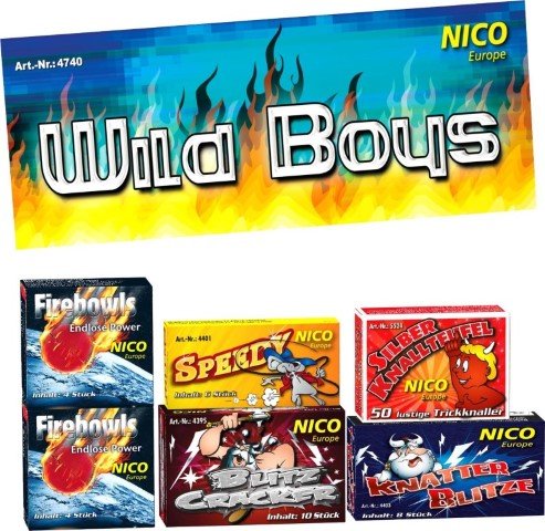 Wild Boys Kinderfeuerwerk Beutel mit 6 Schachteln