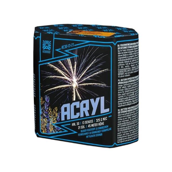 Acryl von Argento. Große Titanpalmen mit blauen Sternen 