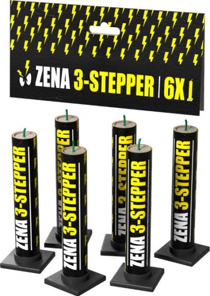 Zena 3 Steper - 3fach Pfeif Fontäne mit kräftigem Crackling Finale
