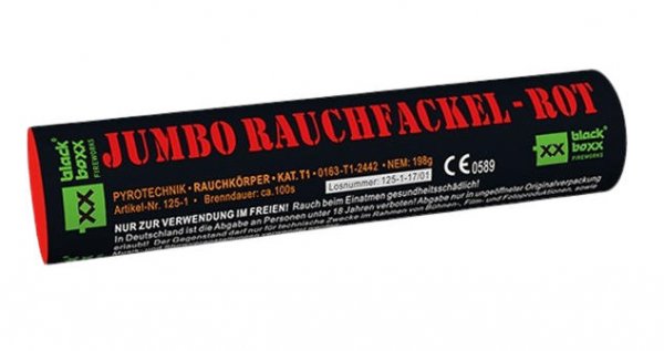 Jumbo Rauchfackel Rot mit zweiseitigen Rauchausstoss