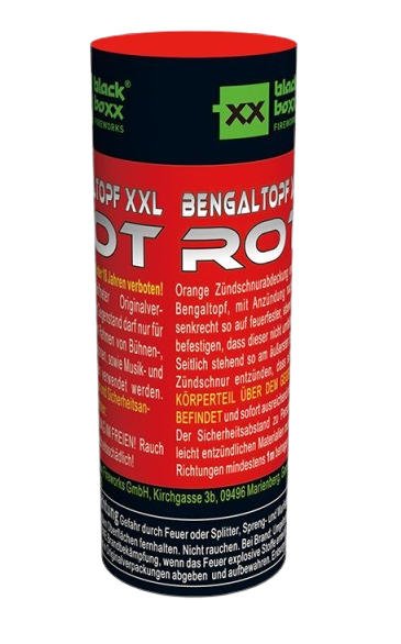 Roter XXL Bengaltopf mit 60 Sekunden Brenndauer