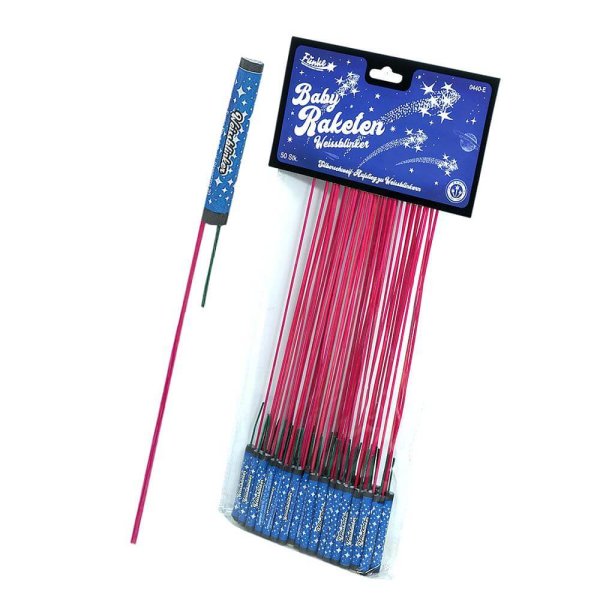 Funke Baby Raketen mit Weißblinker im 50er Pack
