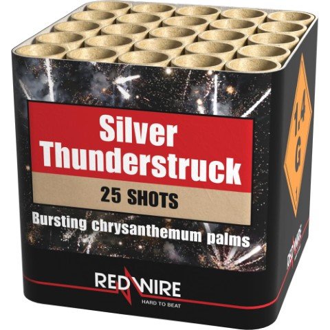 25 Schuss silberne Chrysanthemen Palmen die Silver Thunderstruck von Lesli Feuerwerk