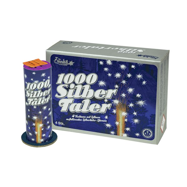 1000 Silbertaler Fontänen mit feinen platzenden Silberfunken