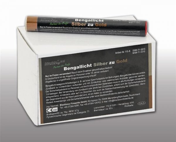 Pyrolager.de - Blackboxx Lanzenlichter Silber zu Gold