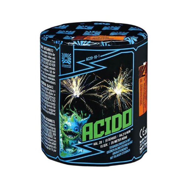 Acido - Kleine 10 Schuss Batterie mit kräftigen Gold Effekten