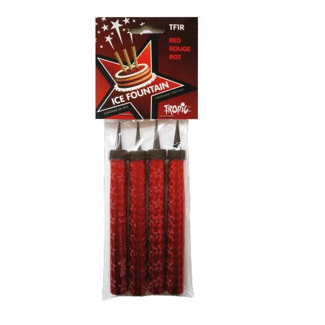 Rote Eisfontänen mit ca 60 Sekunden Brenndauer