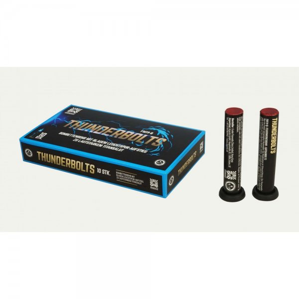 Thunderbolts von Argento. Salut Bombenrohre mit blauem Leuchtspur Aufstieg