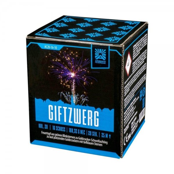 Giftzwerg - 16 Schuss Feuerwerk mit tollen Effekten