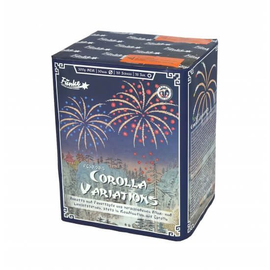 Corolla Variations - 20Schuss Batterie mit vielen Farben blinkern und Feuertöpfen von Funke Feuerwerk