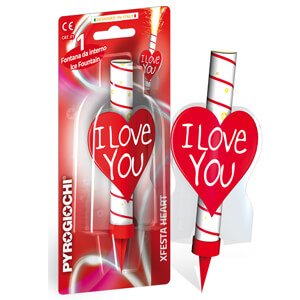 Eisfontäne Herz und I love you Spruch
