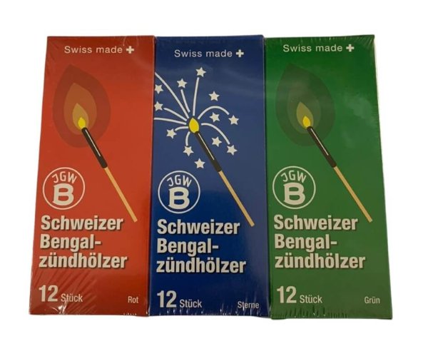 Schweizer Bengalhölzer in 3 Varianten - 3er Set
