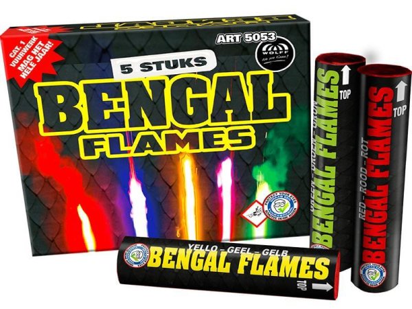 5 prachtvolle Bengalflammen mit 5 unterschiedlichen Farben von Wolff