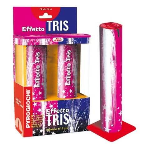 Effetto Tris - 2 leise Fontänen mit feinem crackling und violetten Sternen
