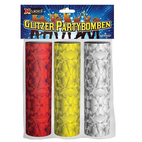 3 glitzernde Tischknaller von Xplode - Die Xplode Glitzer Partybombe