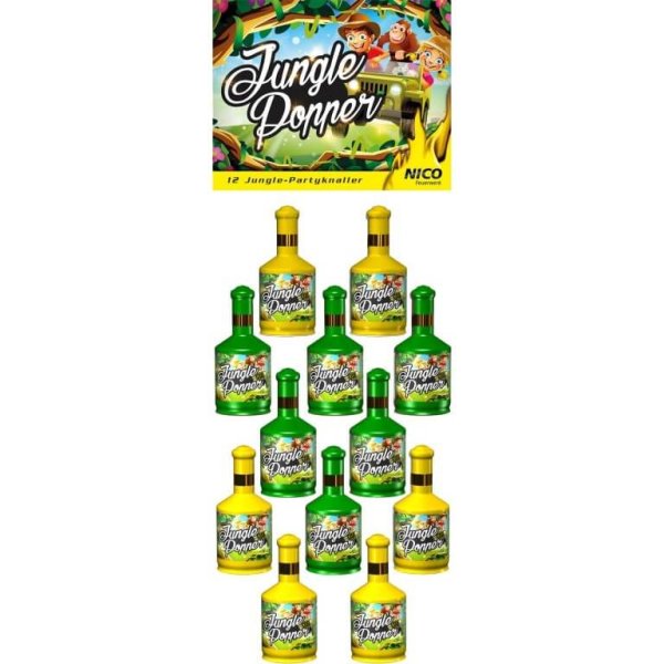 12 der beliebten Party Popper im Jungle Design