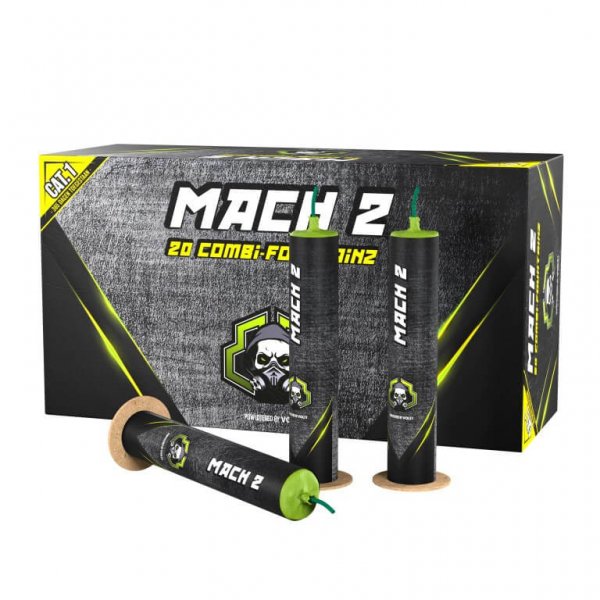 Mach 2 - 20 kleine Pfeif Fontänen mit Crackling in F1 Zulassung
