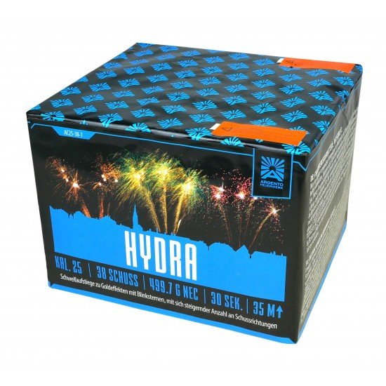 Hydra- 38 Schuss Feuerwerk mit großen steigernder und abwechslungsreicher Schussfolge