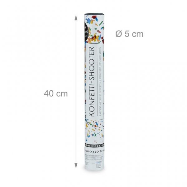 Shooter Farbregen 40 cm mit bunten Folien und Druckluft