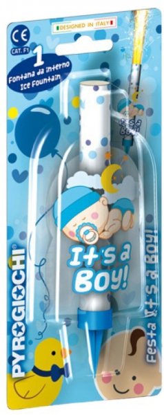 Eisfontäne mit baby motiv in blau und It's a boy