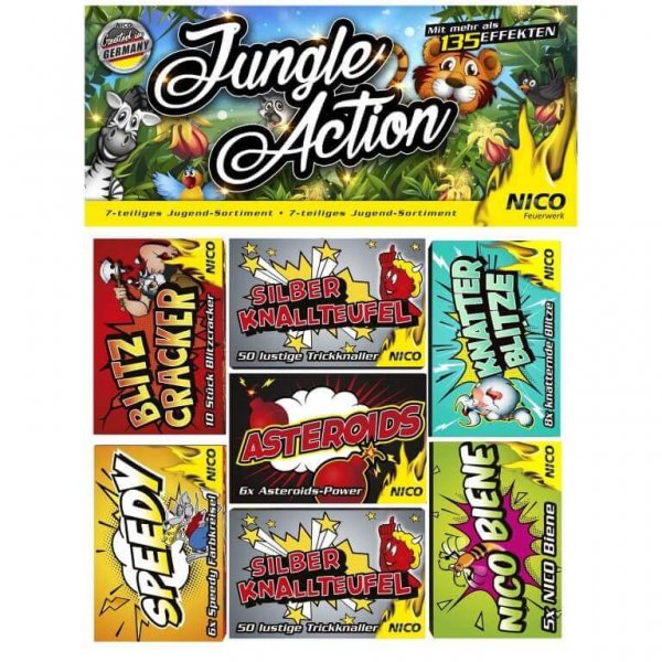 Jungle Action - 135 teiliges Set Kinder und Jugendfeuerwerk F1