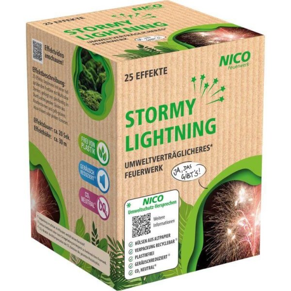 Stormy Lightning - 25 Schuss Batteriefeuerwerk aus der Nico Green Line