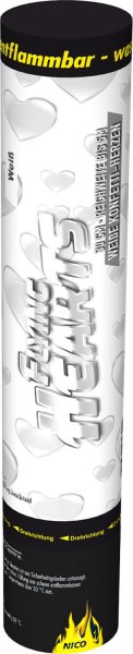 Konfetti Shooter weiße Herzen 30cm