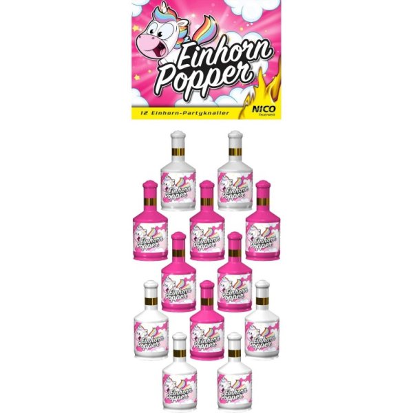 12 der beliebten Party Popper im Einhorn Design